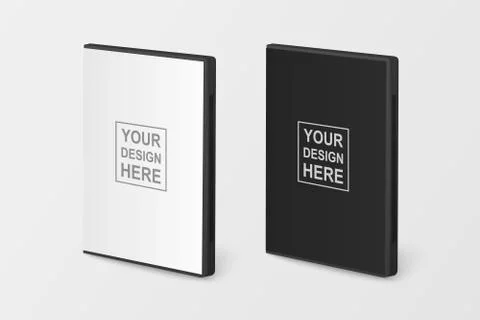 Vector 3d Realistic Blank White and Black CD, DVD Plastc or Paper Cover Case Box Stock Illustration