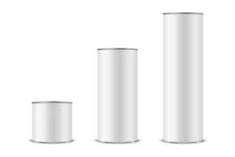 Vector 3d Realistic Blank White Metal Tin Can, Canned Food, Potato Chips Stock Illustration