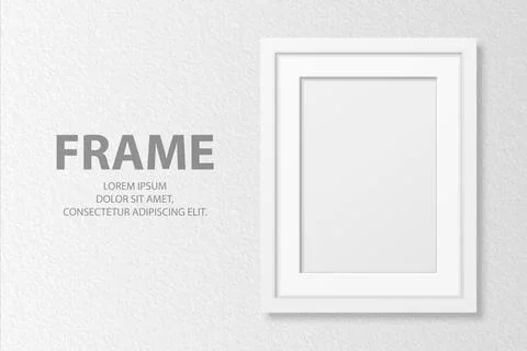 Vector 3d Realistic Blank White A4 Vertical Wooden Simple Modern Frame on White Stockillustratie