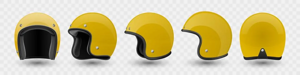 Vector 3d Realistic Blank Yellow Glossy Classic Vintage Open-Face Motorbike Stock Illustration