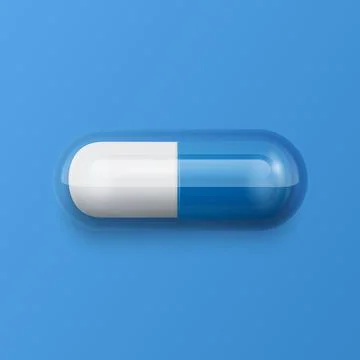 Vector 3d Realistic Blue and White Pharmaceutical Medical Pill, Capsule, Tablet Stock-Illustration