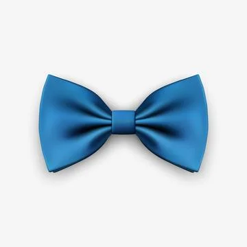 Vector 3d Realistic Blue Bow Tie Icon Closeup Isolated on White Background. Silk Stock Illustration