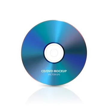 Vector 3d Realistic Blue CD, DVD on White with Reflection. CD Design Template Stock Illustration