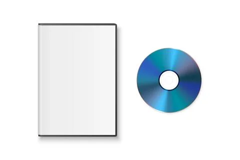Vector 3d Realistic Blue CD, DVD with Plastic Case Isolated on White. CD Box Stock Illustration