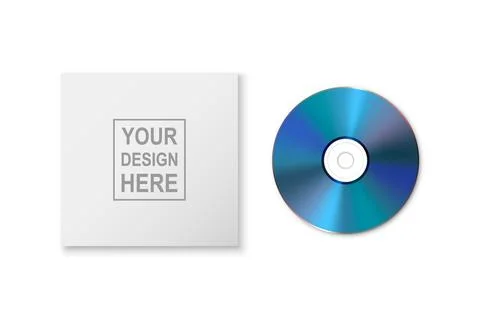 Vector 3d Realistic Blue CD, DVD with Paper Case, Envelope Isolated on White. CD Stock Illustration