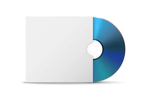 Vector 3d Realistic Blue CD, DVD with Paper Case, Envelope Isolated on White. CD Stock Illustration