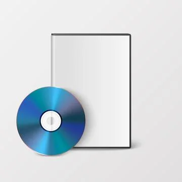 Vector 3d Realistic Blue CD, DVD with Case Isolated on White. CD Box, Packaging Stock Illustration