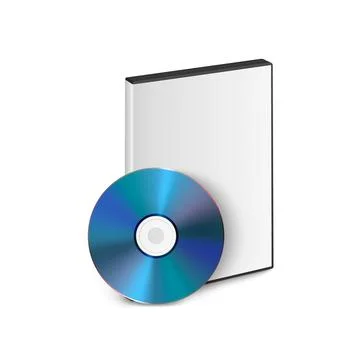 Vector 3d Realistic Blue CD, DVD with Case Isolated on White. CD Box, Packaging Stock Illustration