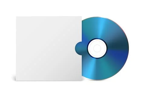 Vector 3d Realistic Blue CD, DVD with Paper Cover, Envelope, Case Isolated. CD Stock Illustration