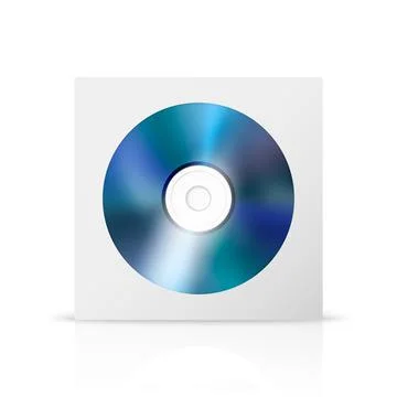 Vector 3d Realistic Blue CD, DVD with Paper Cover, Envelope, Case Isolated. CD Stock Illustration
