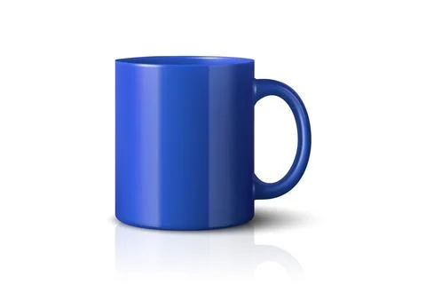 Vector 3d Realistic Blue Coffee Mug Icon. Blank Ceramic Cup Template, Drinkware Stock Illustration