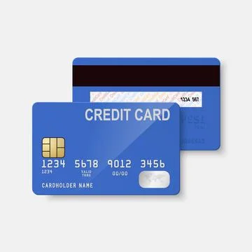 Vector 3d Realistic Blue Credit Card Isolated. Design Template of Plastic Credit Stock Illustration