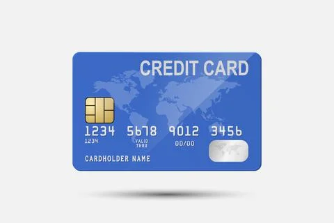 Vector 3d Realistic Blue Credit Card Isolated. Design Template of Plastic Credit Stock Illustration