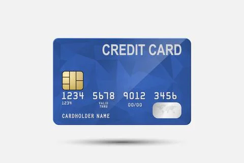 Vector 3d Realistic Blue Credit Card Isolated. Design Template of Plastic Credit Illustrazione stock