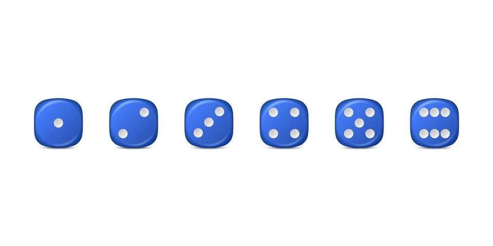 Vector 3d Realistic Blue Game Dice Icon Set Closeup Isolated. Game Cubes for Illustrazione stock