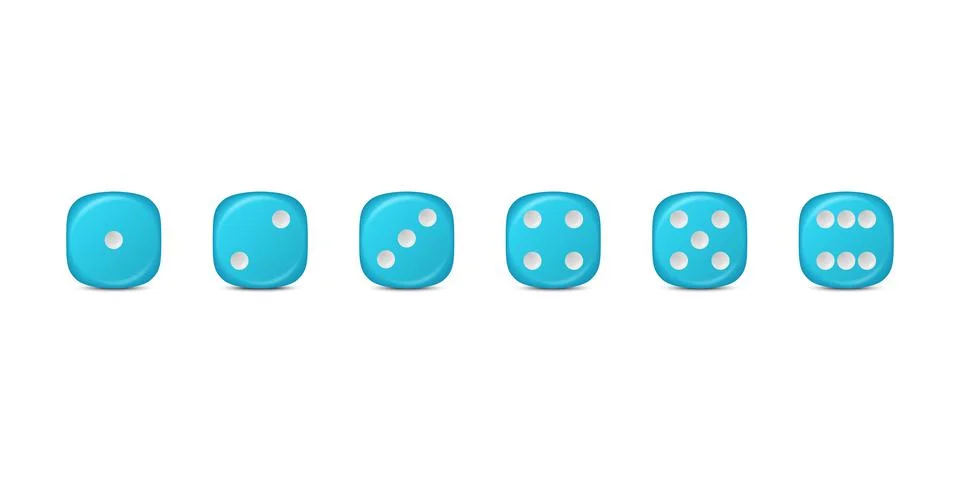 Vector 3d Realistic Blue Game Dice Icon Set Closeup Isolated. Game Cubes for Illustrazione stock