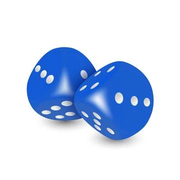 Vector 3d Realistic Blue Game Dice with White Dots Set Closeup Isolated on White Stock Illustration