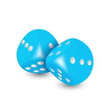 Vector 3d Realistic Blue Game Dice with White Dots Set Closeup Isolated on White Stock Illustration