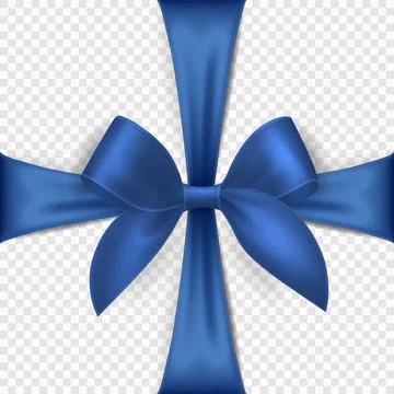 Vector 3d Realistic Blue Gift Ribbon, Bow for Greeting Card, Gift Isolated on Stock Illustration