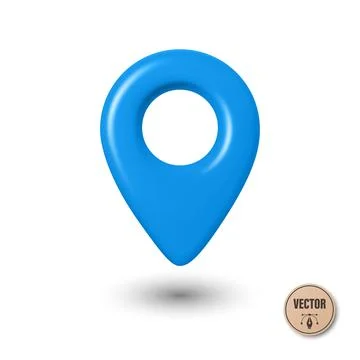 Vector 3d Realistic Blue Map Pin Icon. Location Marker with Hole. Map Pin Symbol Stock Illustration