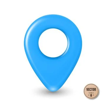 Vector 3d Realistic Blue Map Pin Icon. Location Marker Isolated. Map Pin Symb Stock Illustration