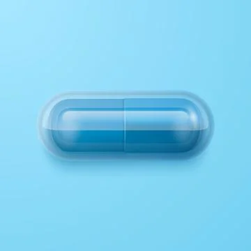Vector 3d Realistic Blue Pharmaceutical Medical Pill, Capsule, Tablet on Blue Stock-Illustration