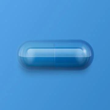 Vector 3d Realistic Blue Pharmaceutical Medical Pill, Capsule, Tablet on Blue Stock-Illustration