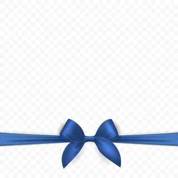 Vector 3d Realistic Blue Silk or Satin Gift Ribbon and Bow for Greeting Cards Stock Illustration