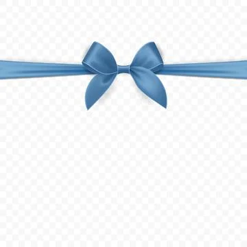 Vector 3d Realistic Blue Silk or Satin Gift Ribbon and Bow for Greeting Cards Stock Illustration