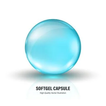Vector 3d Realistic Blue Softgel Capsule, Isolated. Realistic Blue Gel Pill Icon Stock Illustration