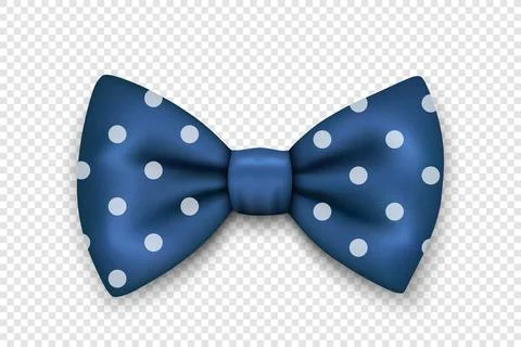 Vector 3d Realistic Blue Textured Polka Dot Bow Tie Icon Closeup Isolated. Silk Stock Illustration