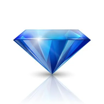 Vector 3d Realistic Blue Transparent Triangular Glowing Gemstone, Diamond Ilustración de archivo