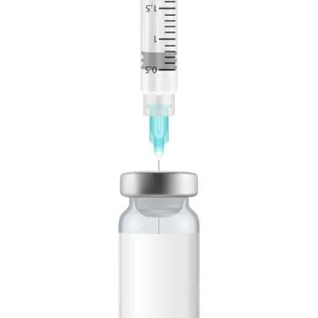 Vector 3d Realistic Bottle and Syringe. Coronavirus Vaccine, Botox, Fillers Illustrazione stock