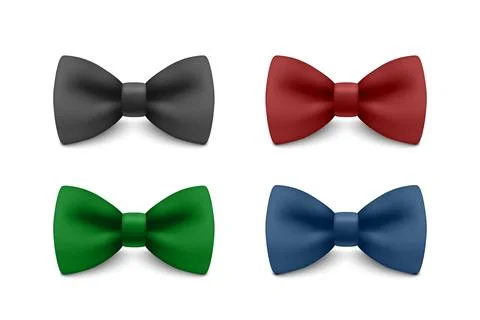 Vector 3d Realistic Bow Tie Icon Set. Elegant Classic Accessory for Men, Formal Stock Illustration