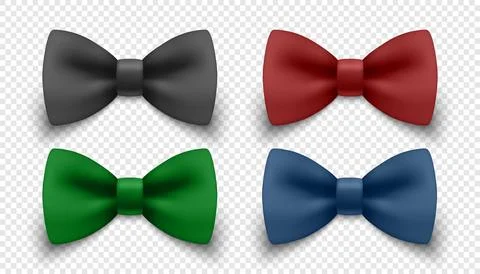 Vector 3d Realistic Bow Tie Icon Set. Elegant Classic Accessory for Men, Formal Stock Illustration