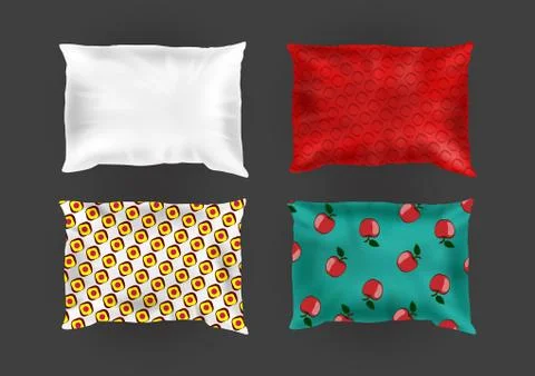 Vector 3d realistic bright pillows template, mock-up Illustrazione stock