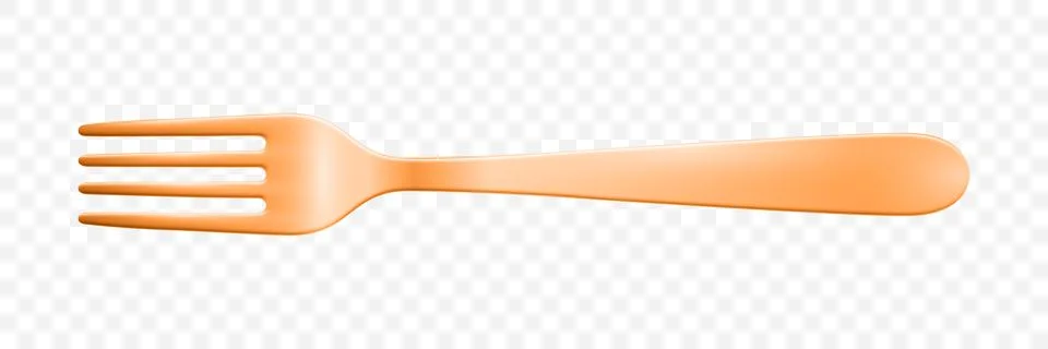 Vector 3d Realistic Bronze or Copper Metal Fork Isolated. Golden Color Fork for Stock Illustration