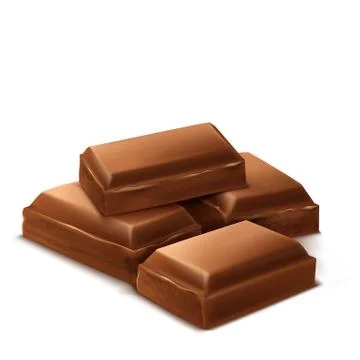 Vector 3d realistic brown chocolate bars, pieces Stock-Illustration