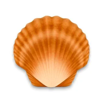 Vector 3d Realistic Brown Closed Scallop Pearl Seashell Icon Closeup Isolated on Illustrazione stock