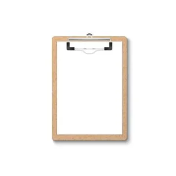 Vector 3d Realistic Brown Craft Clipboard with Blank Paper, Metal Clip Icon イラスト素材