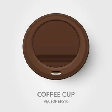 Vector 3d Realistic Brown Disposable Closed Paper, Plastic Coffee Cup for Drinks Stock Illustration