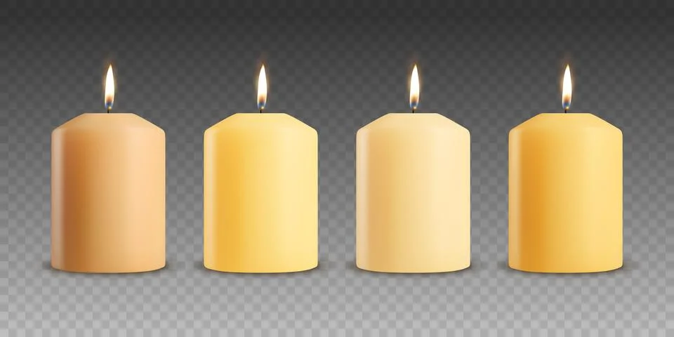 Vector 3d Realistic Brown, Orange, Beige, Yellow Paraffin Wax Burning Party, Spa Stock Illustration