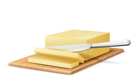 Vector 3d realistic butter slices with knife Stock-Illustration