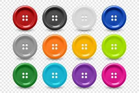 Vector 3d Realistic Buttons for Clothes Icon Set Closeup Isolated. Fashion, Art Stock Illustration