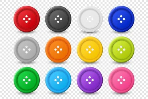 Vector 3d Realistic Buttons for Clothes Icon Set Closeup Isolated. Fashion, Art Stock Illustration