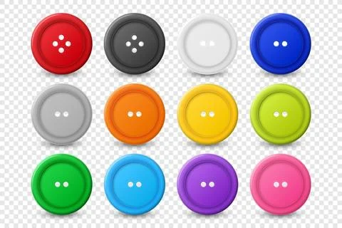 Vector 3d Realistic Buttons for Clothes Icon Set Closeup Isolated. Fashion, Art Stock Illustration