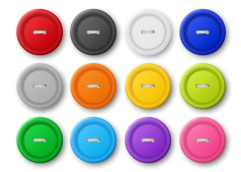 Vector 3d Realistic Buttons for Clothes Icon Set Closeup Isolated. Fashion, Art Stock Illustration