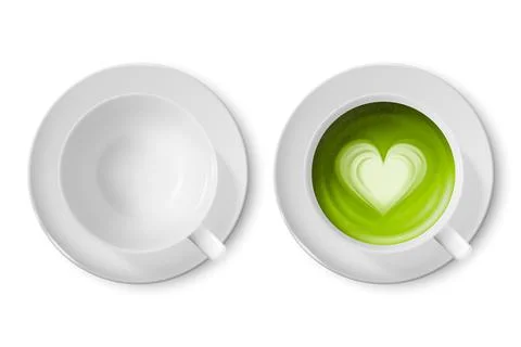 Vector 3d Realistic Ceramic White Coffee Mug, Cup and Saucer Isolated on White Stock Illustration