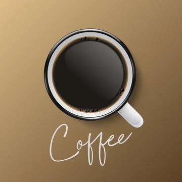 Vector 3d Realistic Ceramic White Metal Enamel Retro Coffee Mug, Cup Closeup on イラスト素材