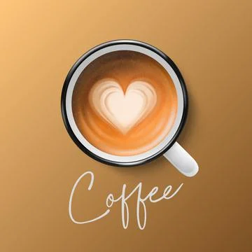 Vector 3d Realistic Ceramic White Metal Enamel Retro Coffee Mug, Cup Closeup on Stock Illustration